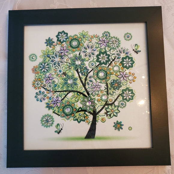 Framed Floral Gem Tree Art - Picture 1 of 4